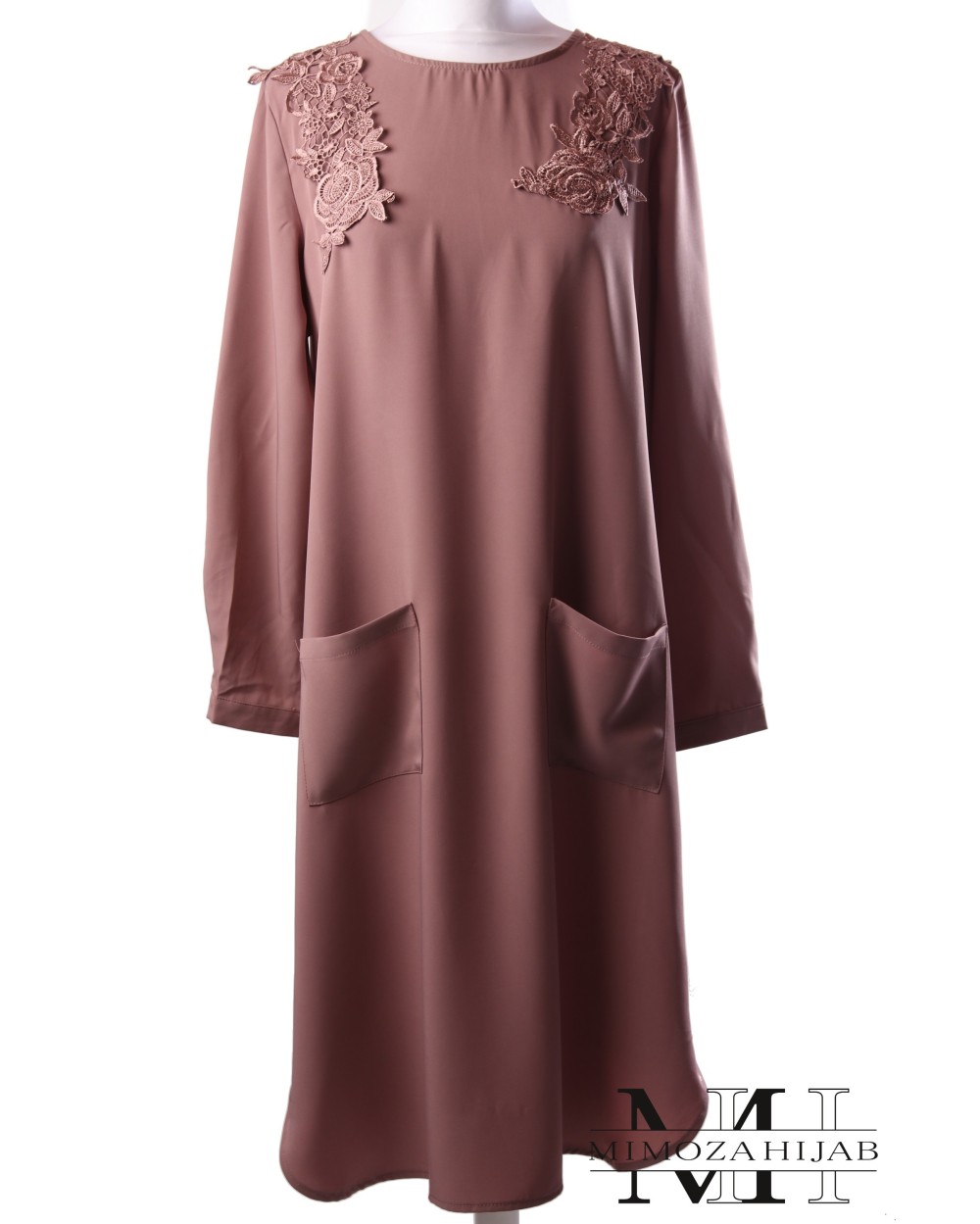 Azirah mid-length tunic pockets and lace