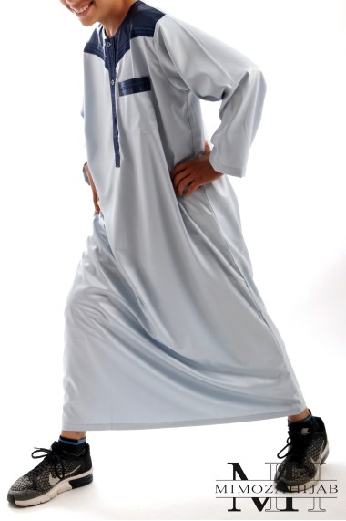 Djellaba Garçon - Robe De Prière Islamique Manches Longues - Caftan Qamis Musulman Style Arabe