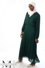 Pleated long dress with heart effect