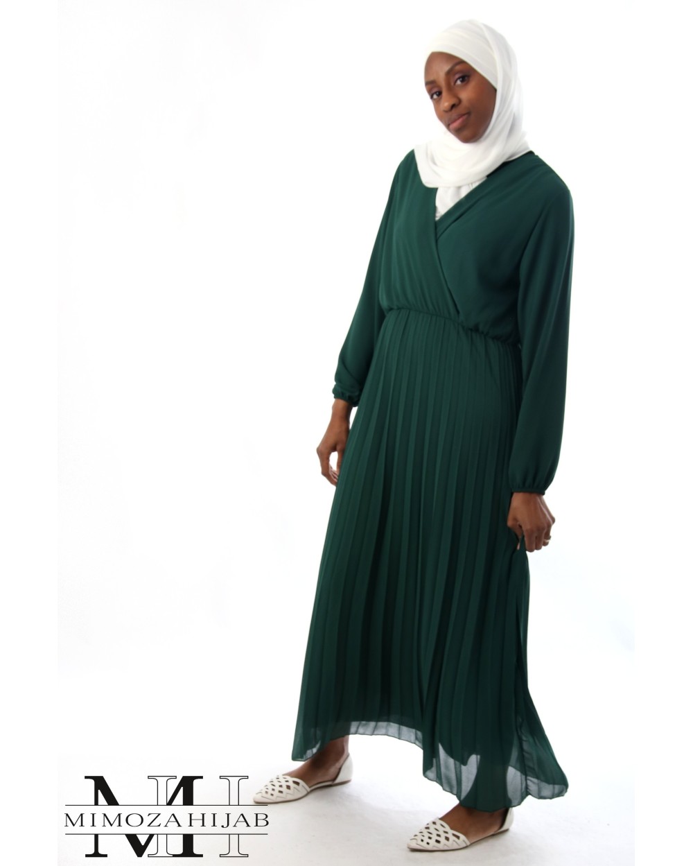 Robe longue plissé effet cache coeur