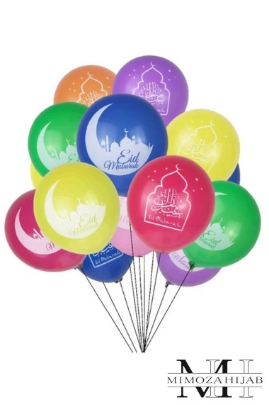 Lot 10 Ballons gonflables multicolore Eid moubarak