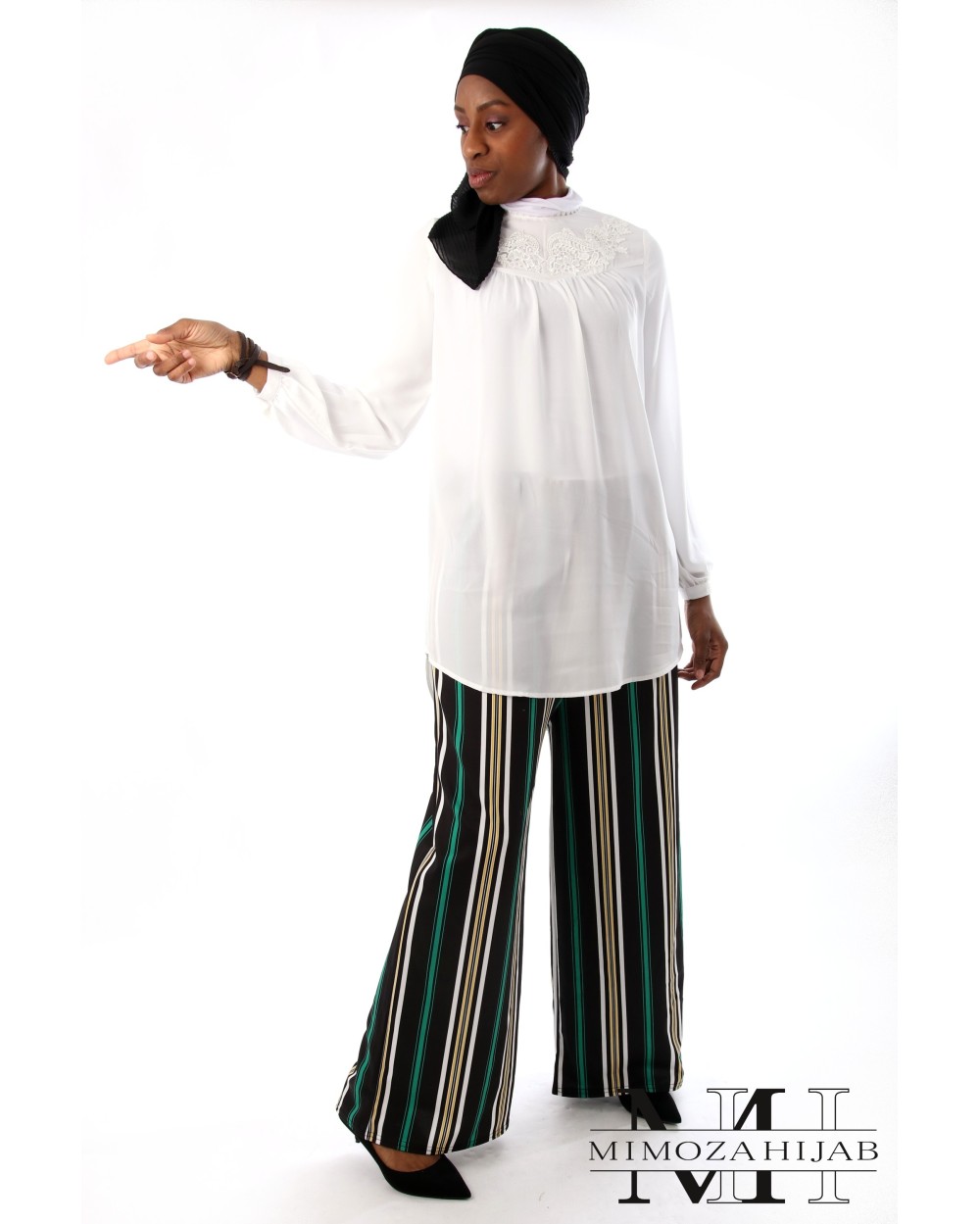 Multi-coloured striped palazzo