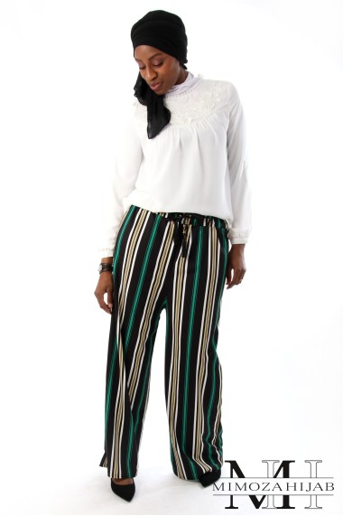 Multi-coloured striped palazzo