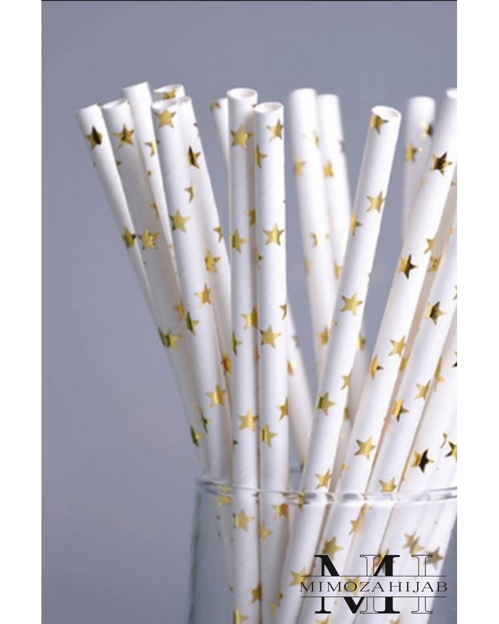 25 cardboard straws with metalized stars