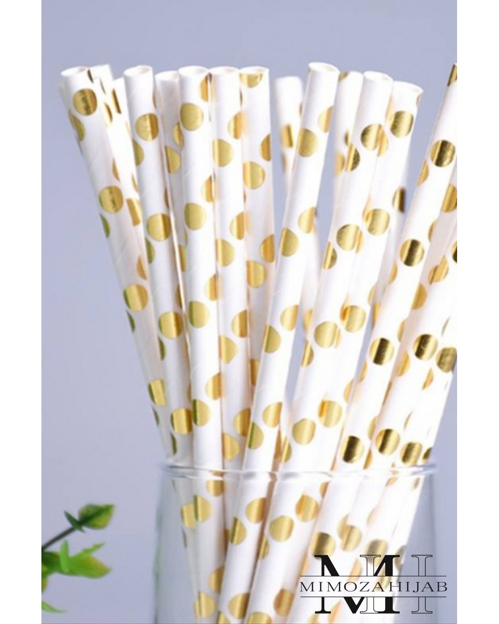 Lot 25 cardboard straws with colored polka dots