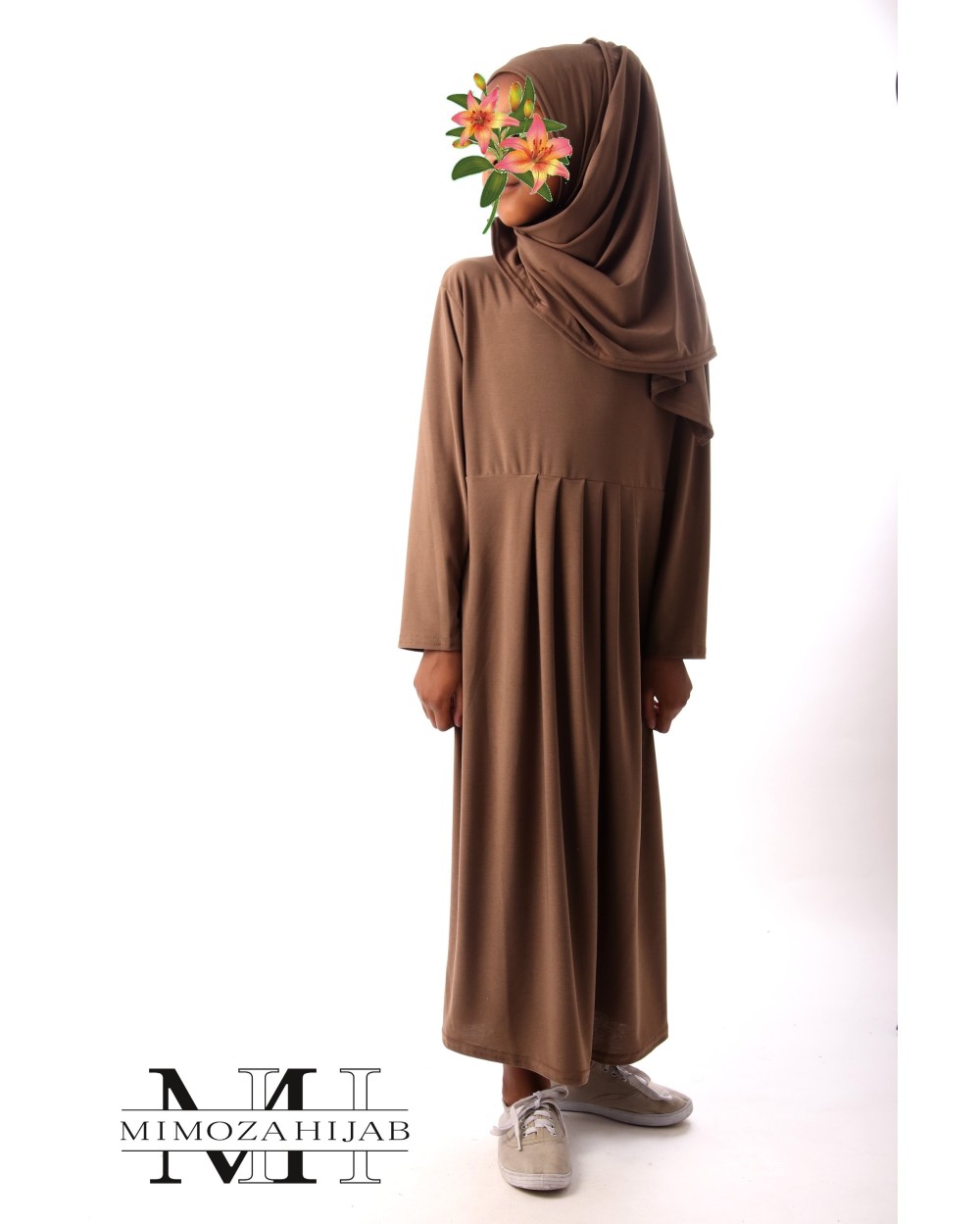 Girl dress with sewn hijab
