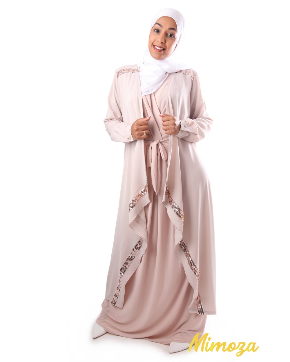 Asymmetric sequin Khawla Kimono