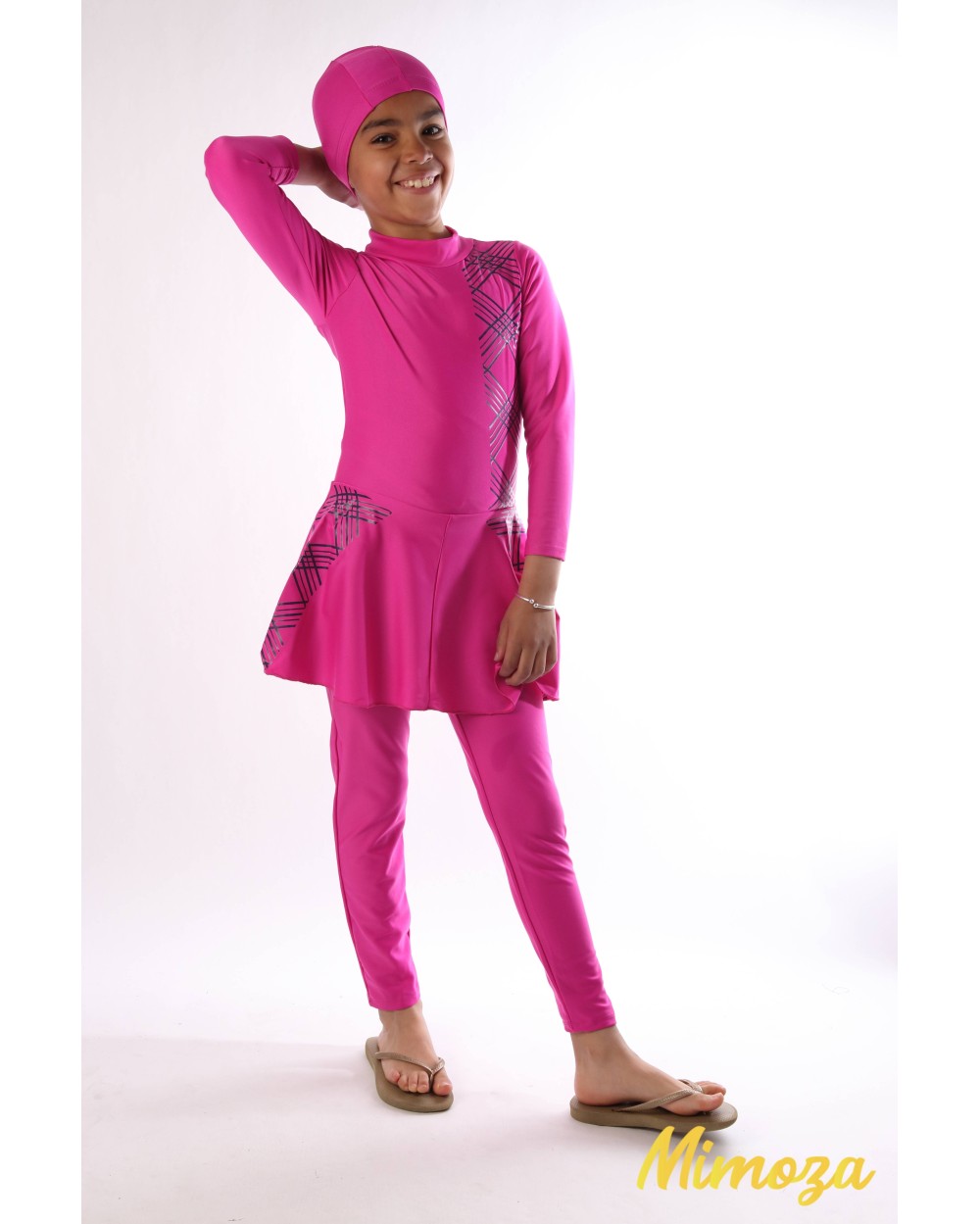 Burkini Jacotie zebra jumpsuit with skirt and hat