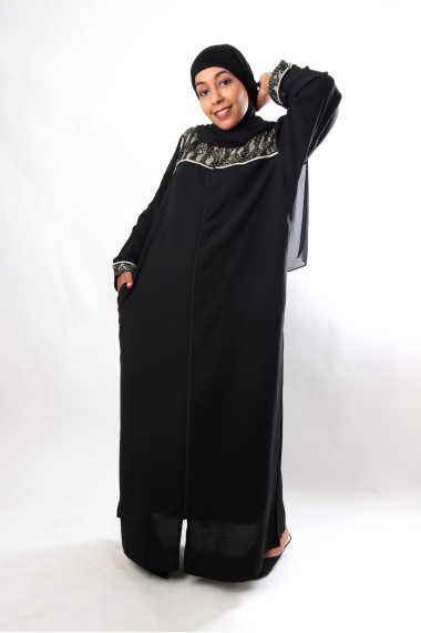 Djellaba Dakhla zip dentelle