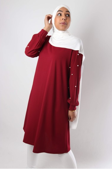 Long beaded tunic with sleeves