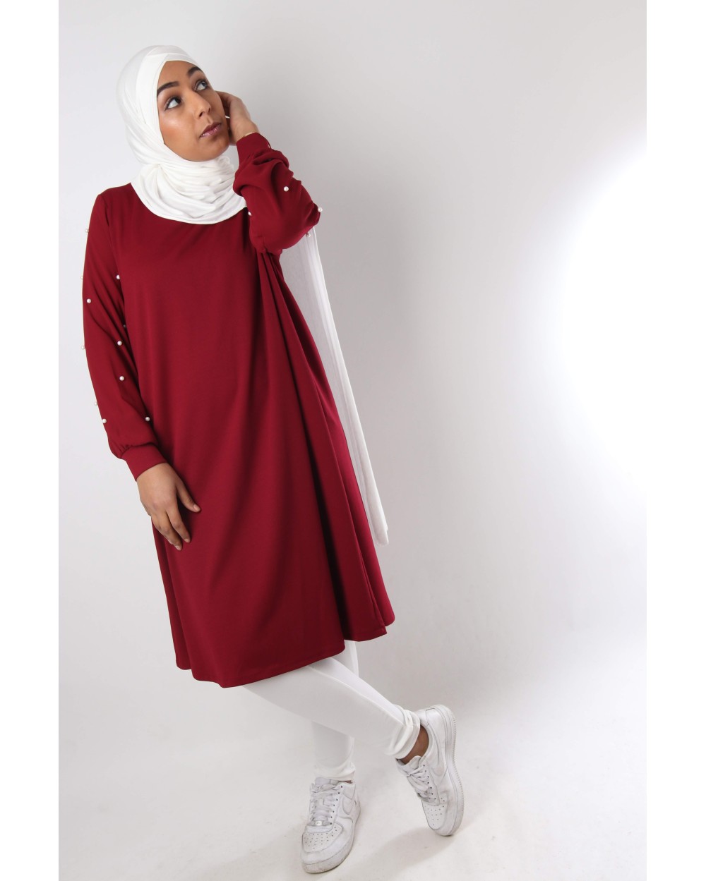 Long beaded tunic with sleeves