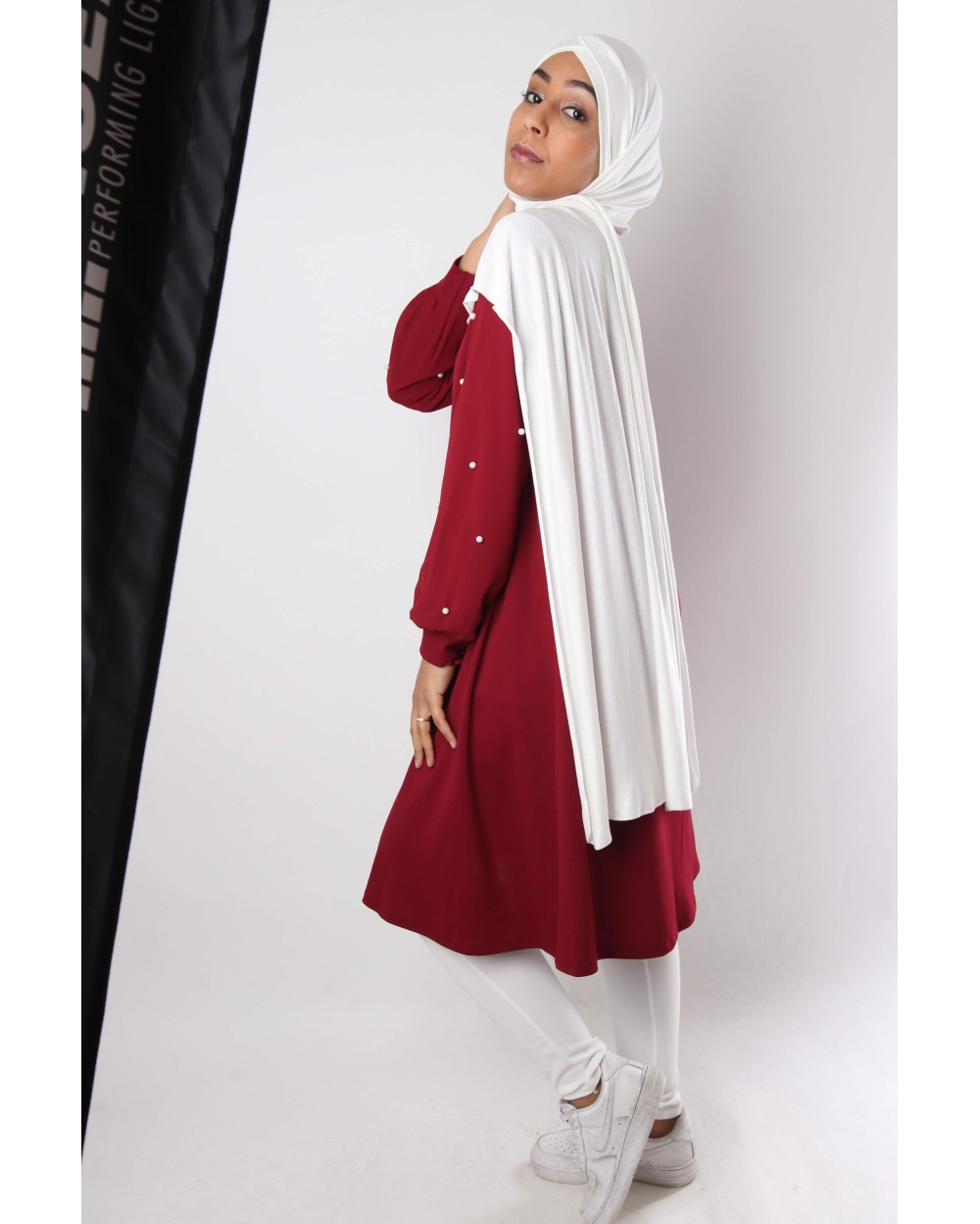 Long beaded tunic with sleeves