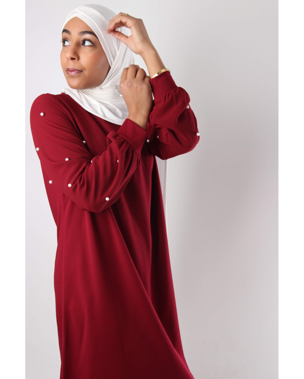 Long beaded tunic with sleeves