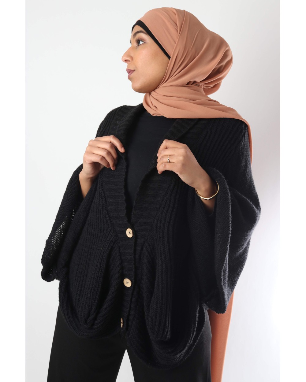 Gilet Cape avec bouton