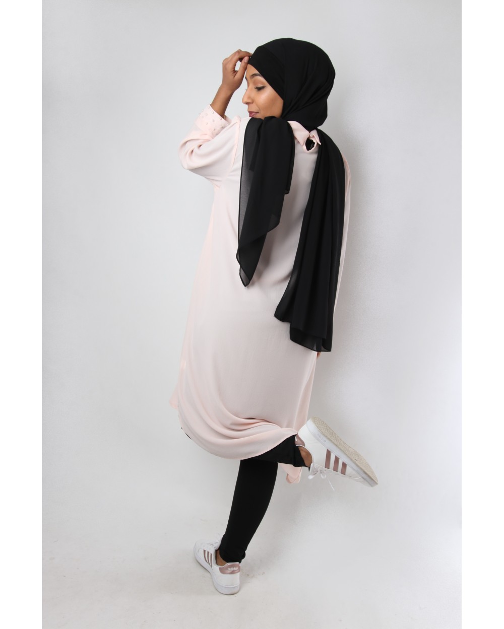 Tunic long collar claudine beaded
