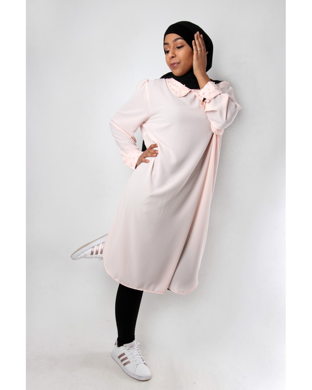 Tunic long collar claudine beaded