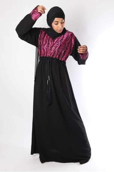 Abaya with lace bustier Nida