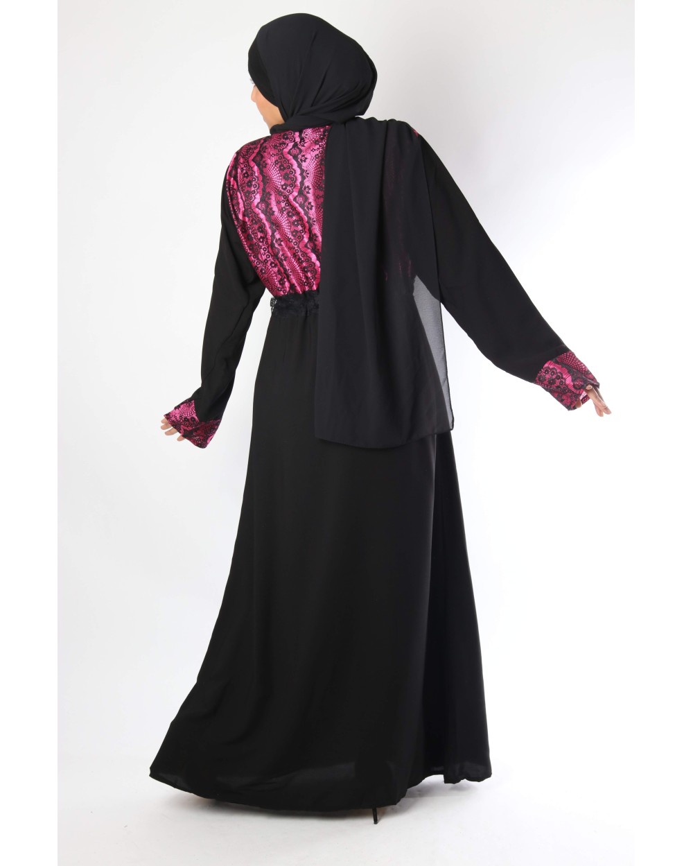 Abaya with lace bustier Nida