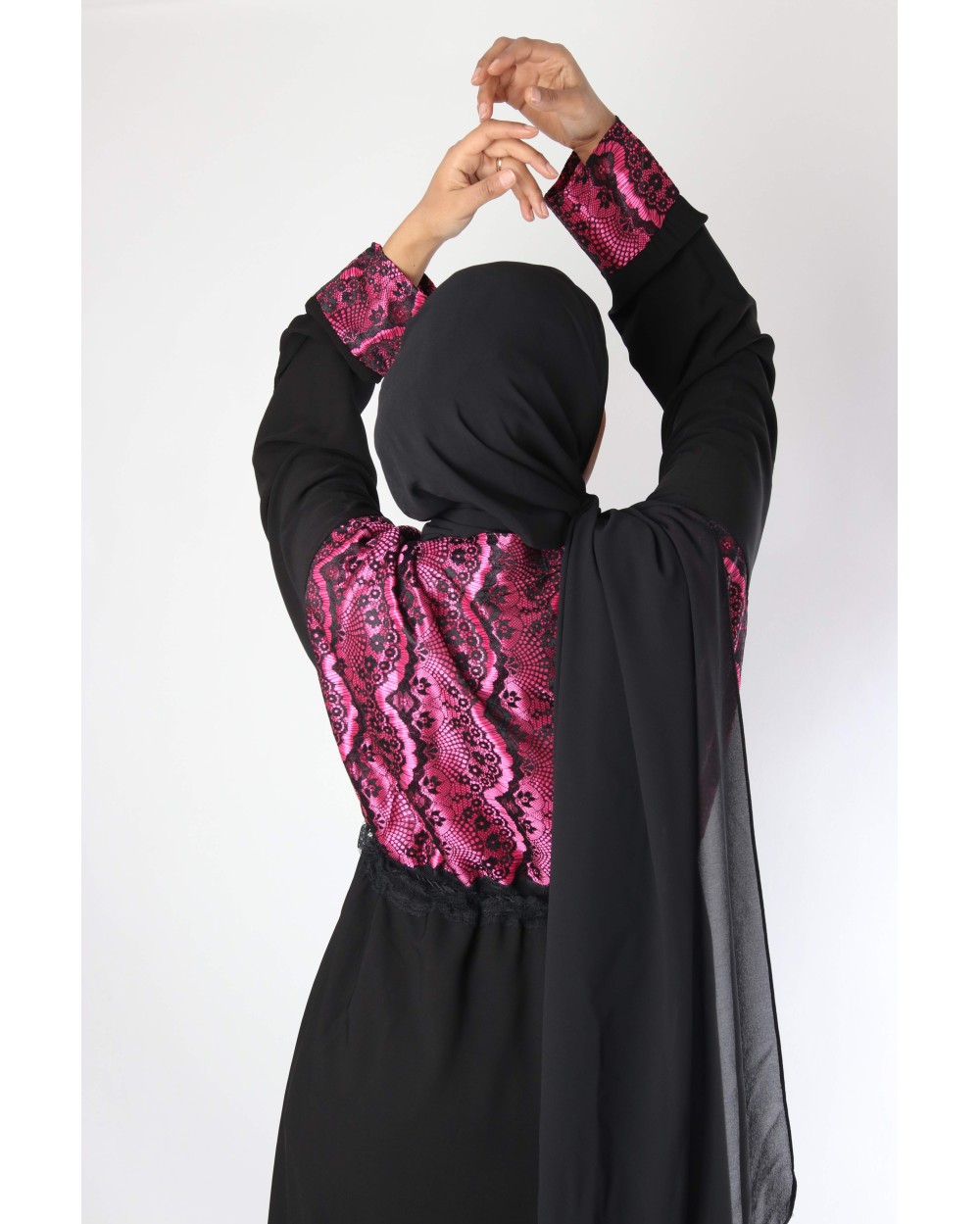 Abaya with lace bustier Nida