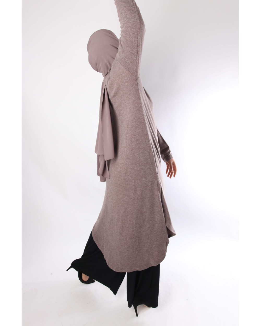 Tunique longue maille avec col zipé