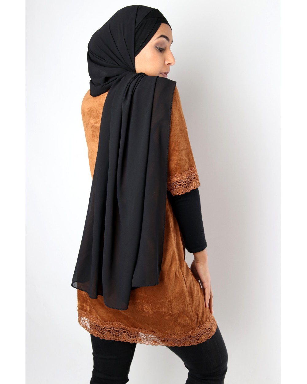 Suede and lace tunic