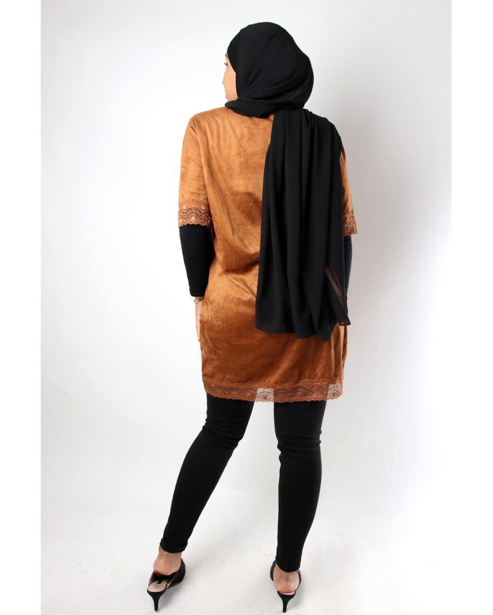 Suede and lace tunic