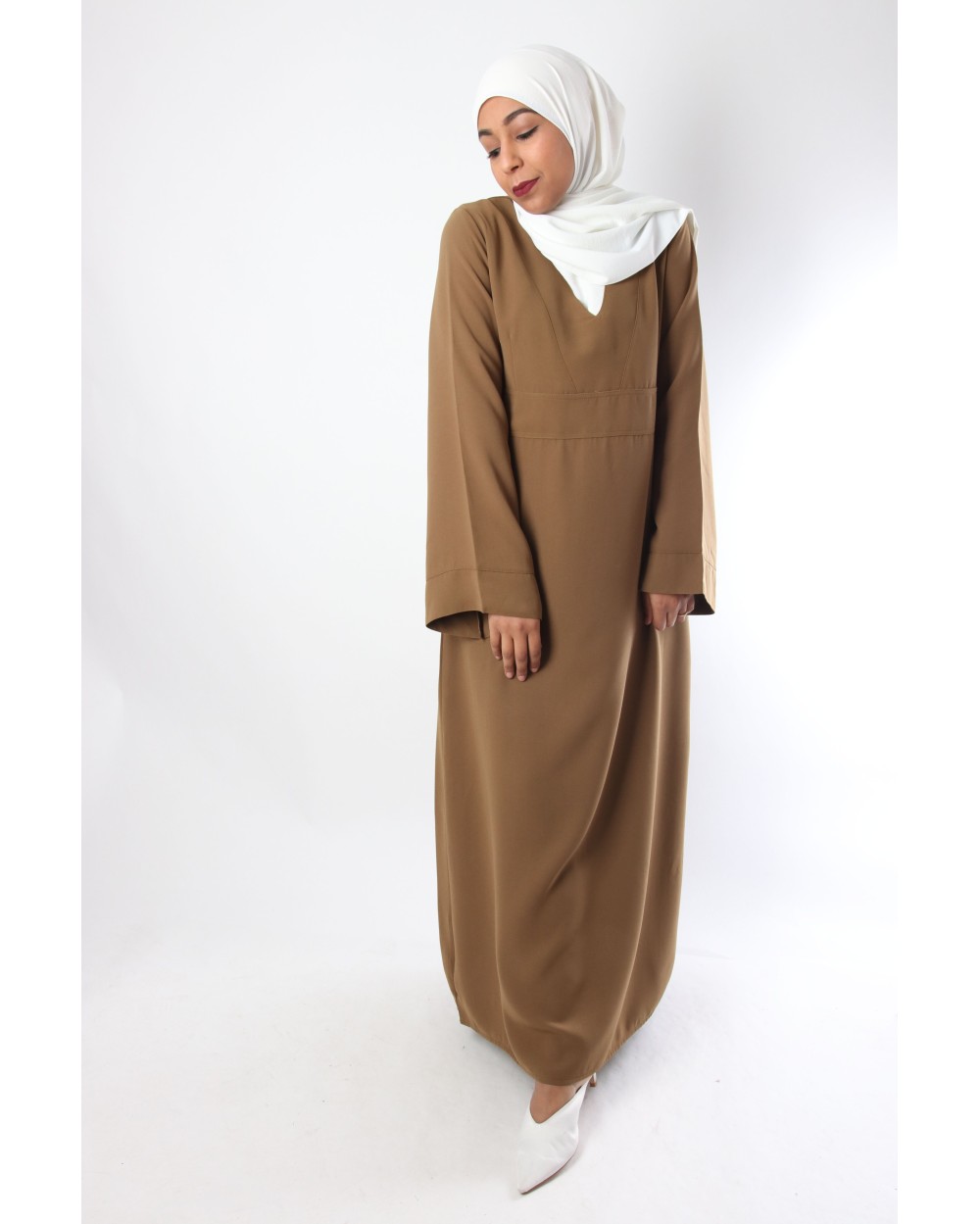 Robe cache coeur crepe semi épaisse El Bassira