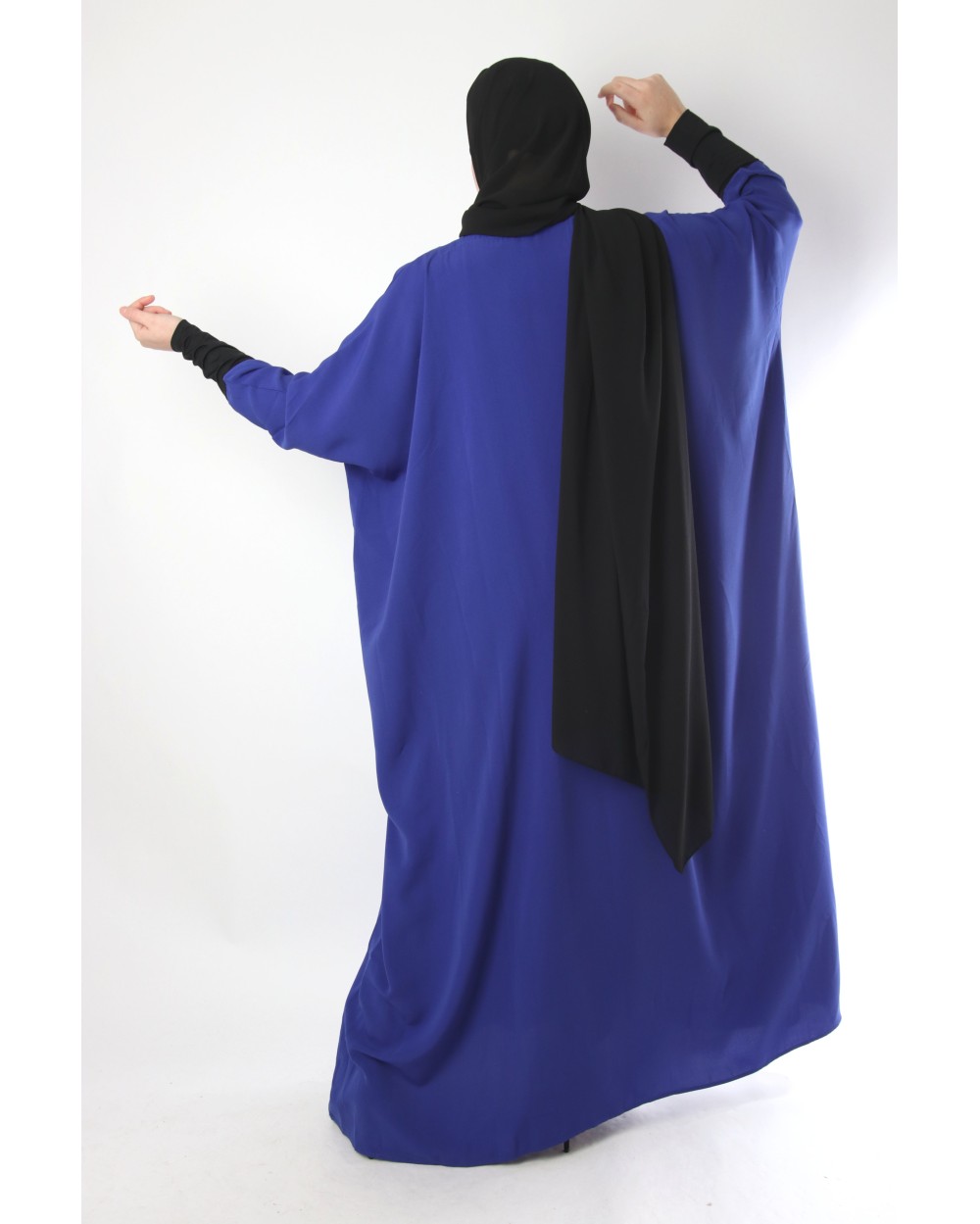 Abaya  Papillon  avec  manches lycra Couleur Bleu Electrique 