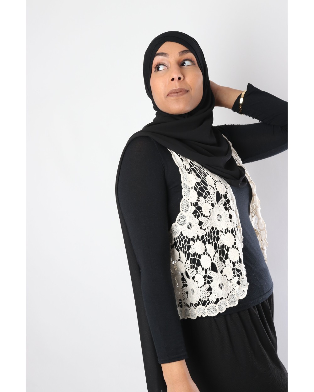 Gilet dentelle Crème