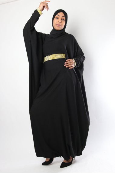Abaya with baggy trousers Gold