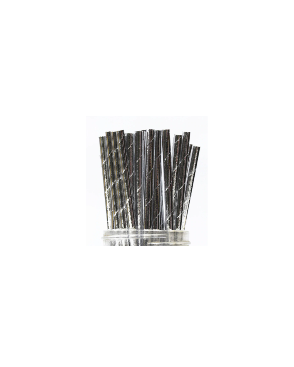 Set of 25 plain silver straws