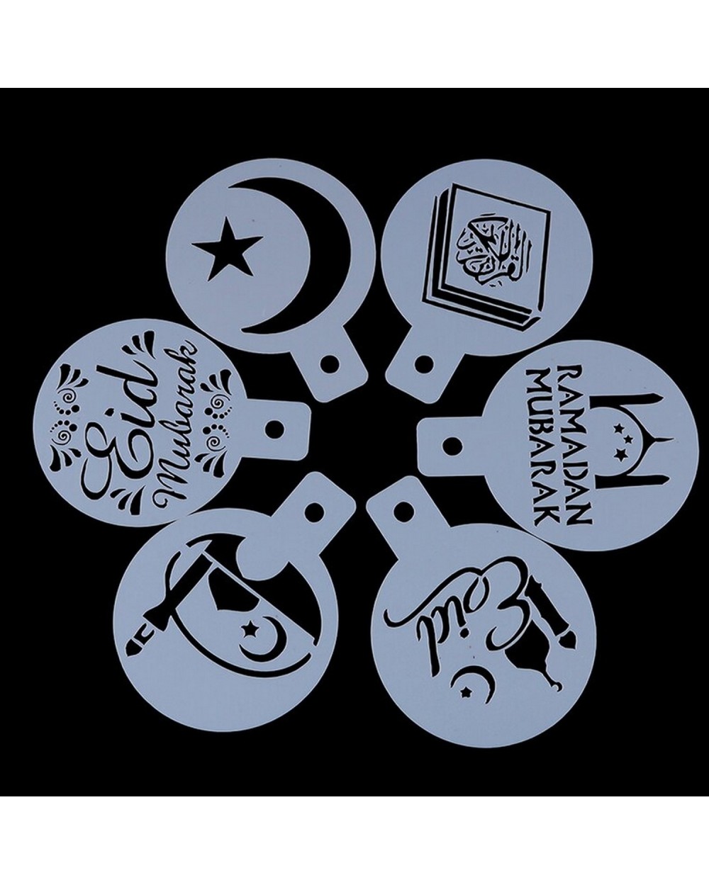 Lot de 6 petits pochoirs Eid et Ramadan Mubarak