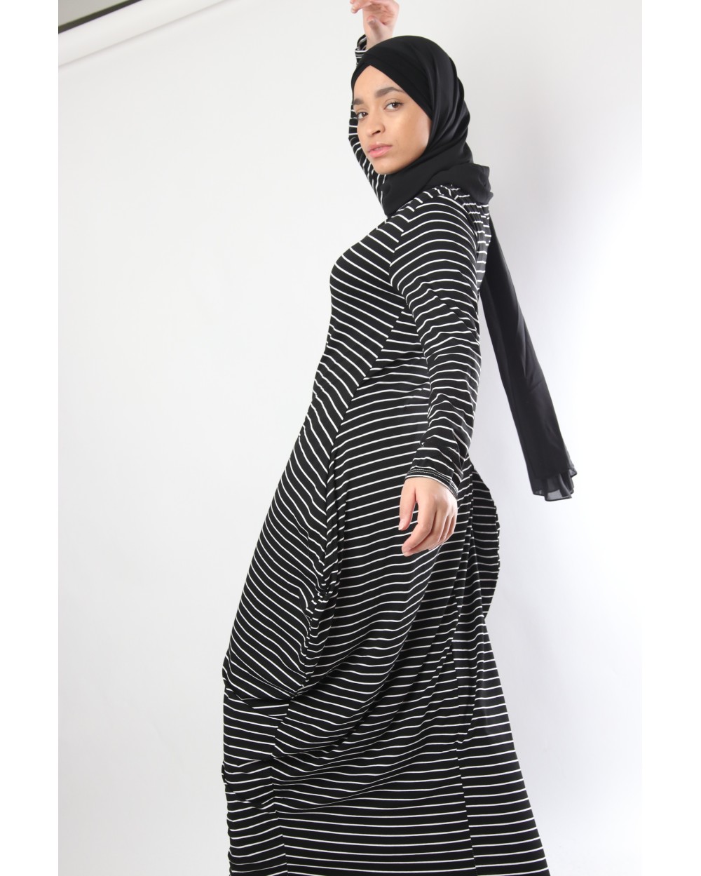 Long-sleeved dress Striped dress