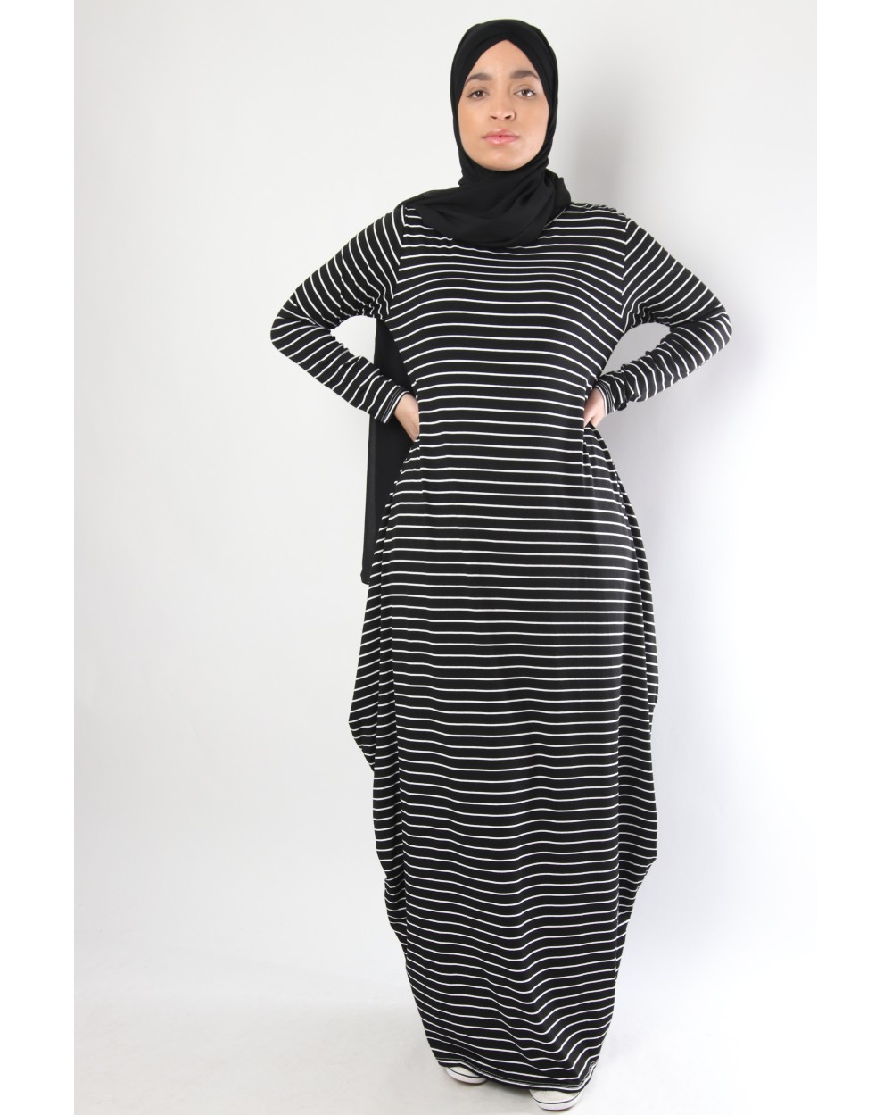 Robe longue boule Marinière rayée
