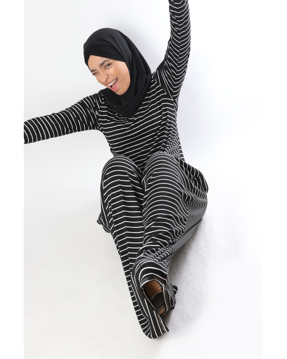 Robe longue boule Marinière rayée