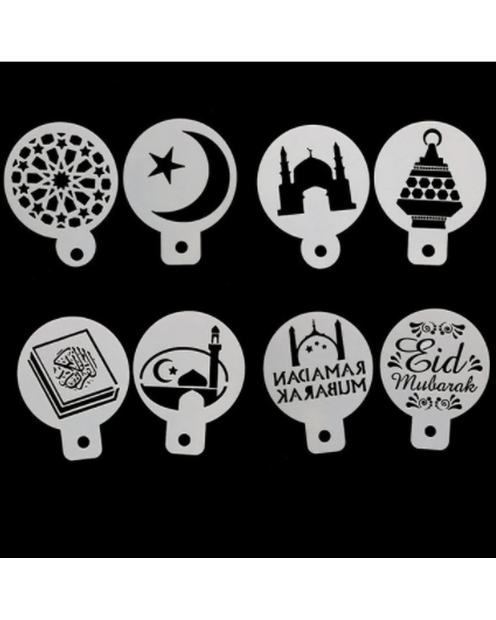 Set of 8 small stencils Eid and Ramadan Mubarak