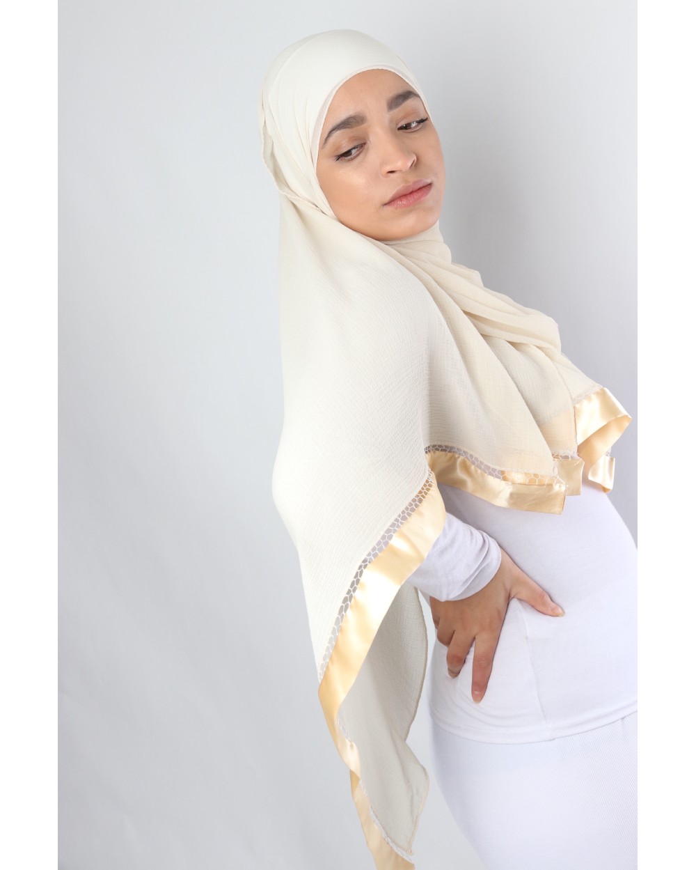 Maxi hijab Nana rectangulaire crochet satin