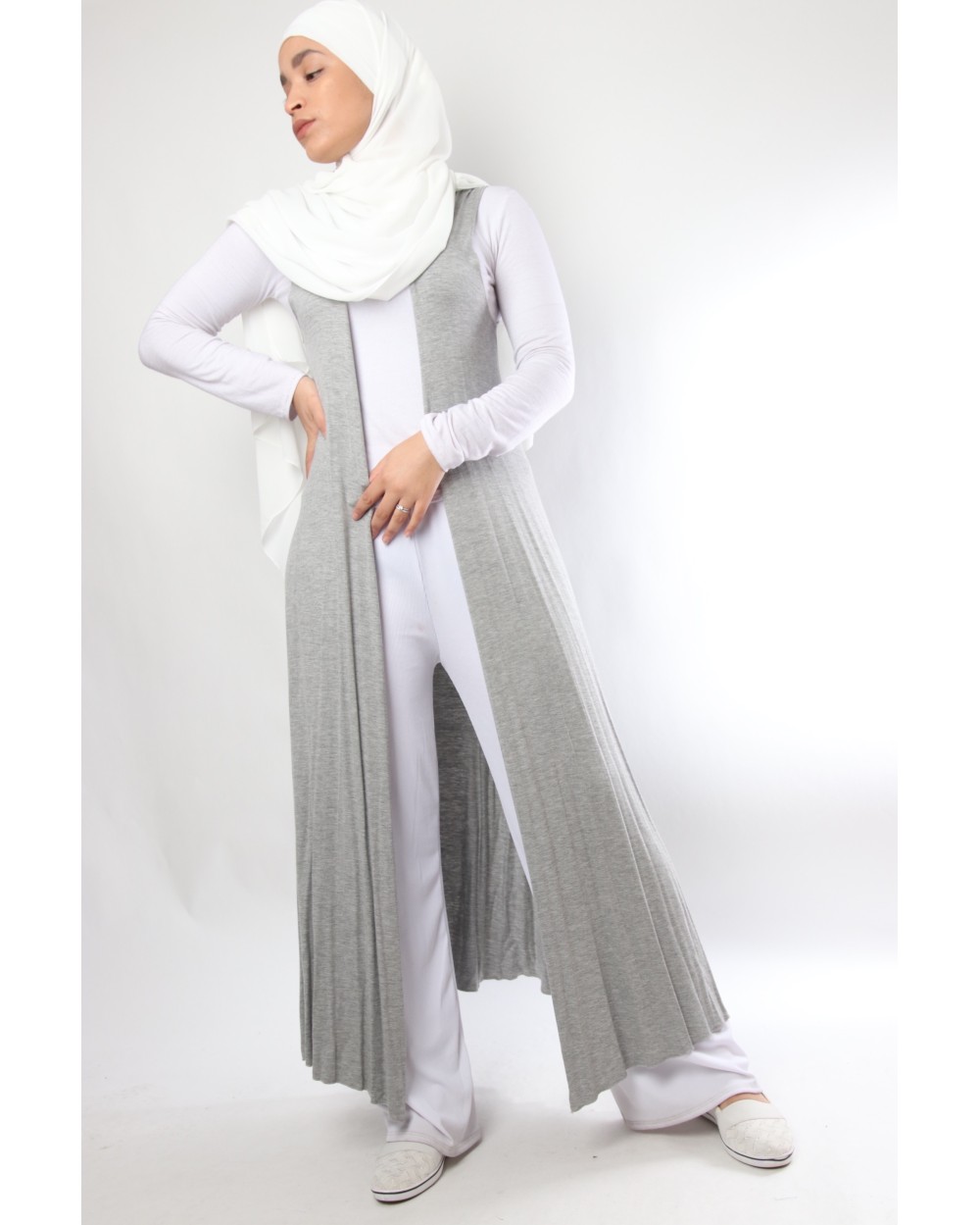 Gilet extra long sans manche