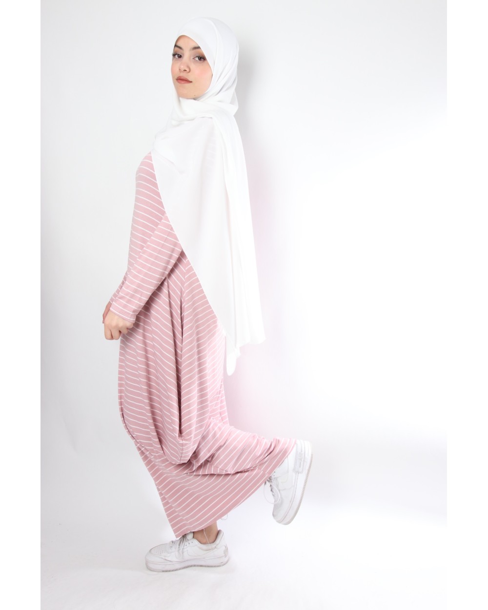 Robe longue boule Marinière rayée