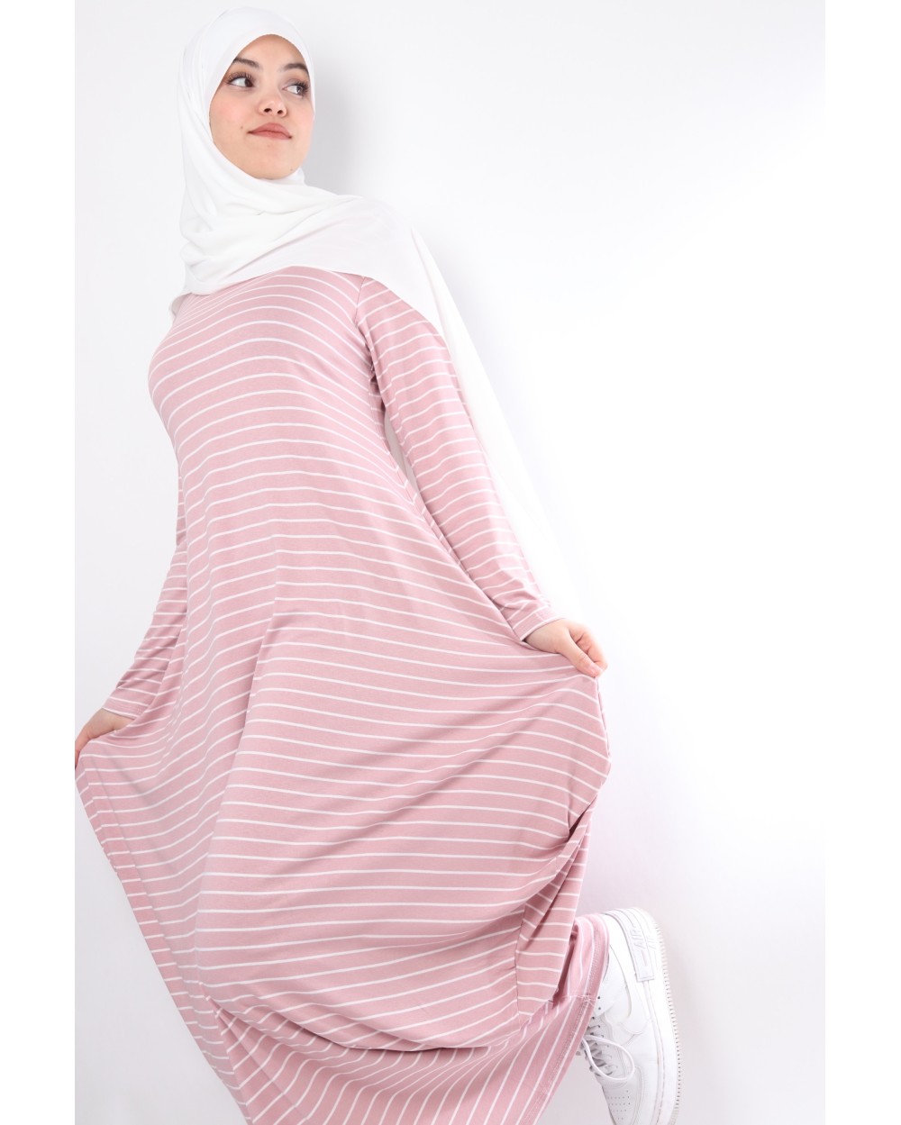 Long-sleeved dress Striped dress