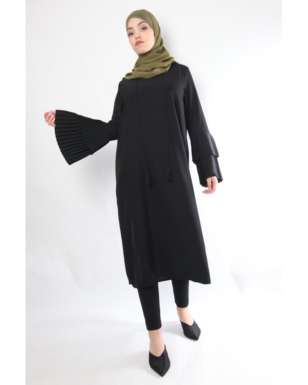 Long tunuic NINA double pleated ruffles
