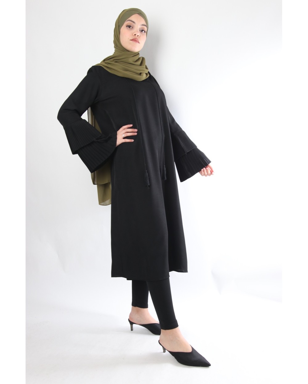 Long tunuic NINA double pleated ruffles