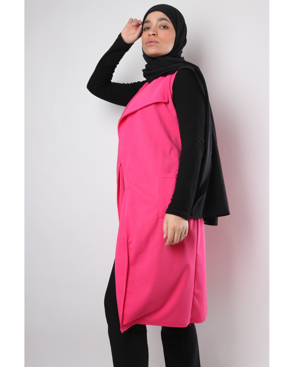 Trench fluide sans manche avec ceinture