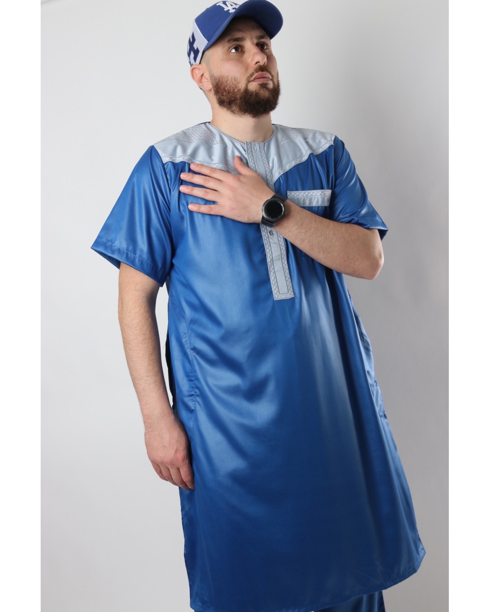 Qamis pakistanais Atlas SS bicolore