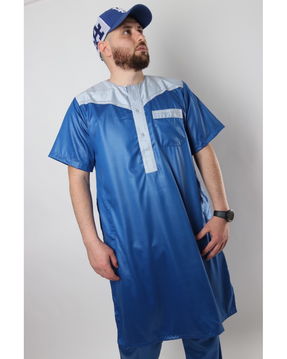 Qamis pakistanais Atlas SS bicolore