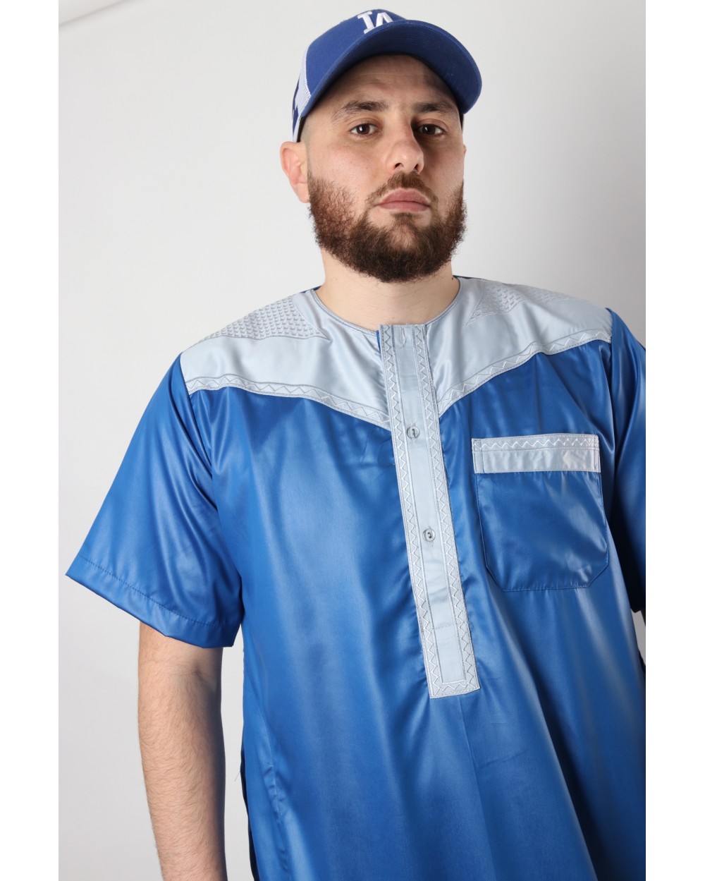 Qamis pakistanais Atlas SS bicolore