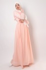 Dentella evening dress with lace sleeves