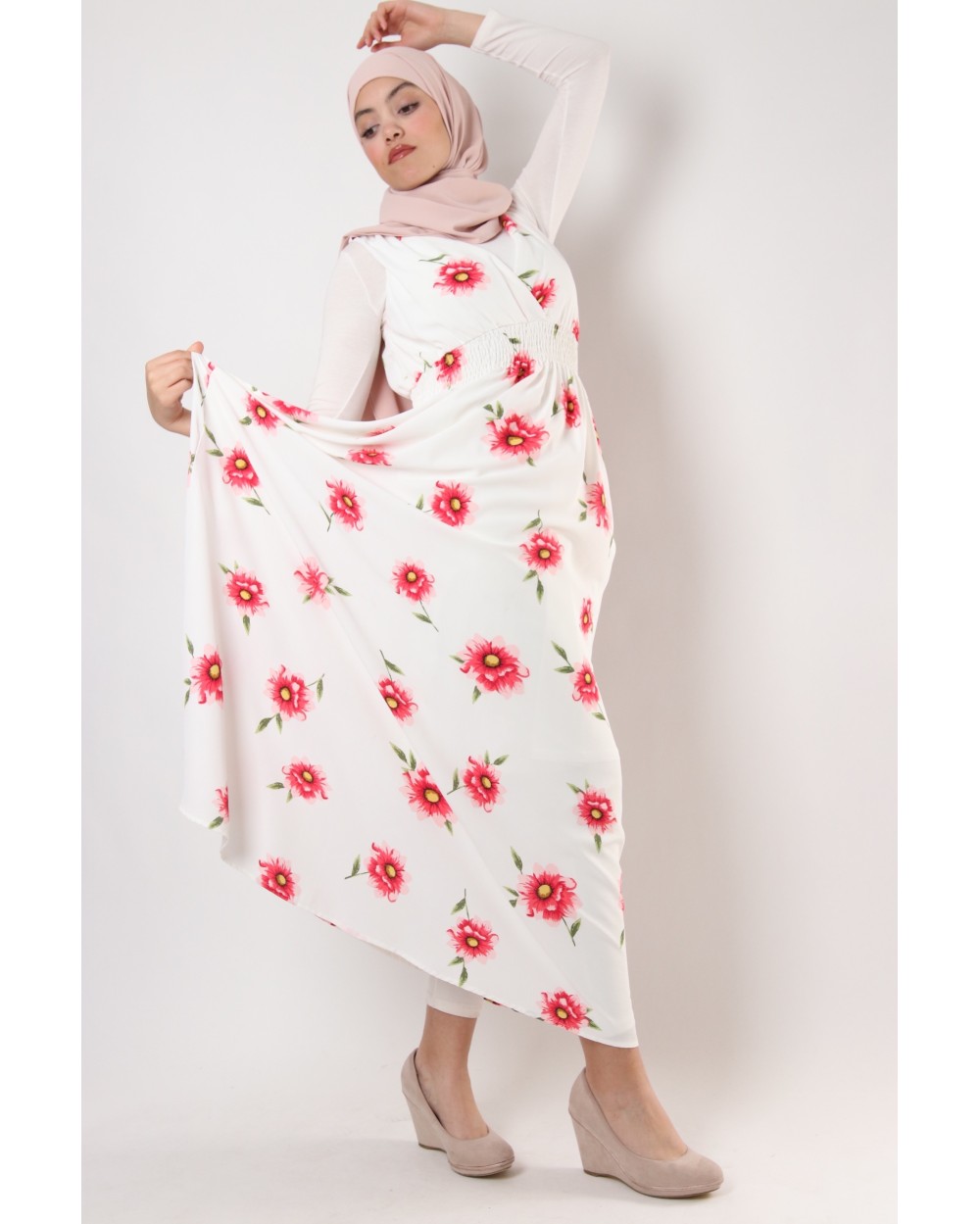 Robe ANYA longue fleurie sans manches
