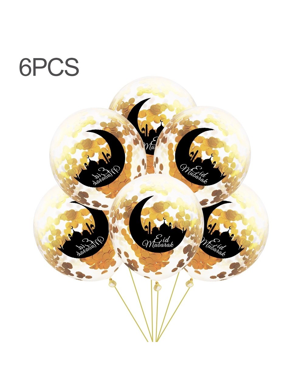 Set of 6 moon and mosque confetti balloons