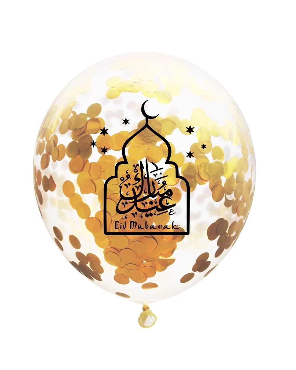 Lot de 6 ballons confettis Eid mubarak calligraphié